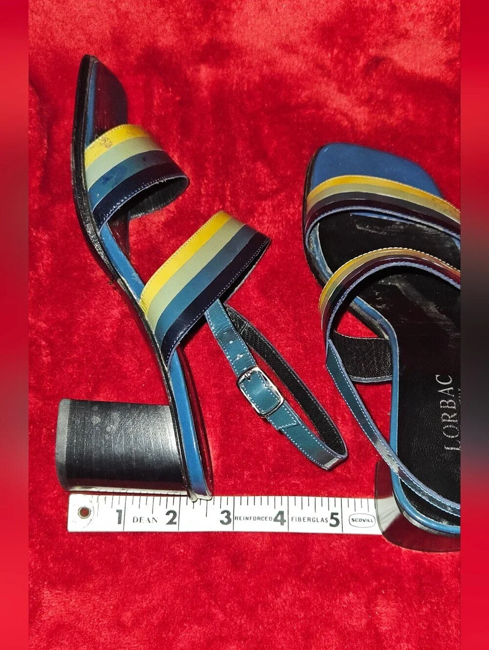 LORAC Made In Italy Multi-Color Striped Block Heel Sandals Size 37/6.5 to 7